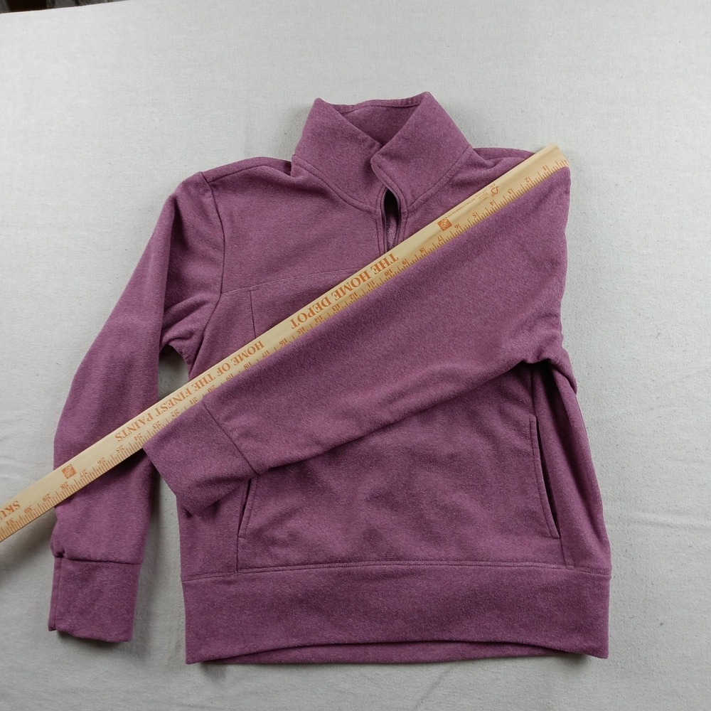 Adidas Golf Womens Medium Berry Purple Heather QTR Zip Kangaroo Pocket Pullover - Picture 10 of 12